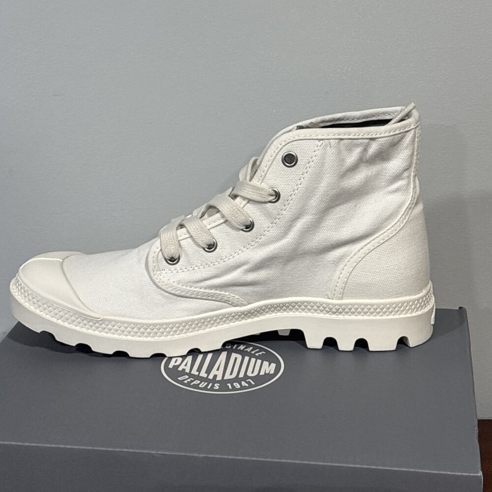 PALLADIUM PAMPA HI ORIGINAL CANVAS BOOTS WHITE HIGH TOP SNEAKERS WOMENS 9.5 READ - Picture 9 of 12
